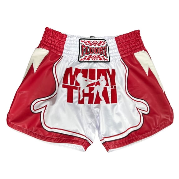 Fluory Cortex Muay Thai Embroidered Shorts Leather Cool Training Fitness Gymwear for Men