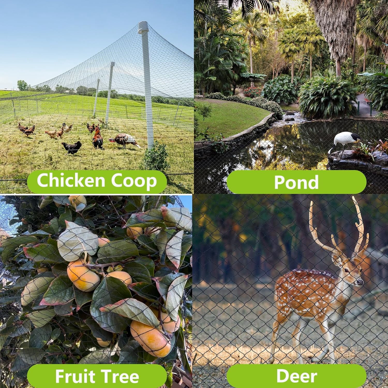 25x50ft Bird Netting for Chicken Coop, 1 inch Mesh, Heavy Duty, Hawk Proof, Garden Protection, Fruit Tree Netting Against Squirrels Deer