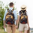 thumbnail image 4 of Disketp Maple Leaf Meditating Squirrel print Canvas Backpack Lightweight Travel Daypack Student Rucksack Laptop Backpack-, 4 of 5