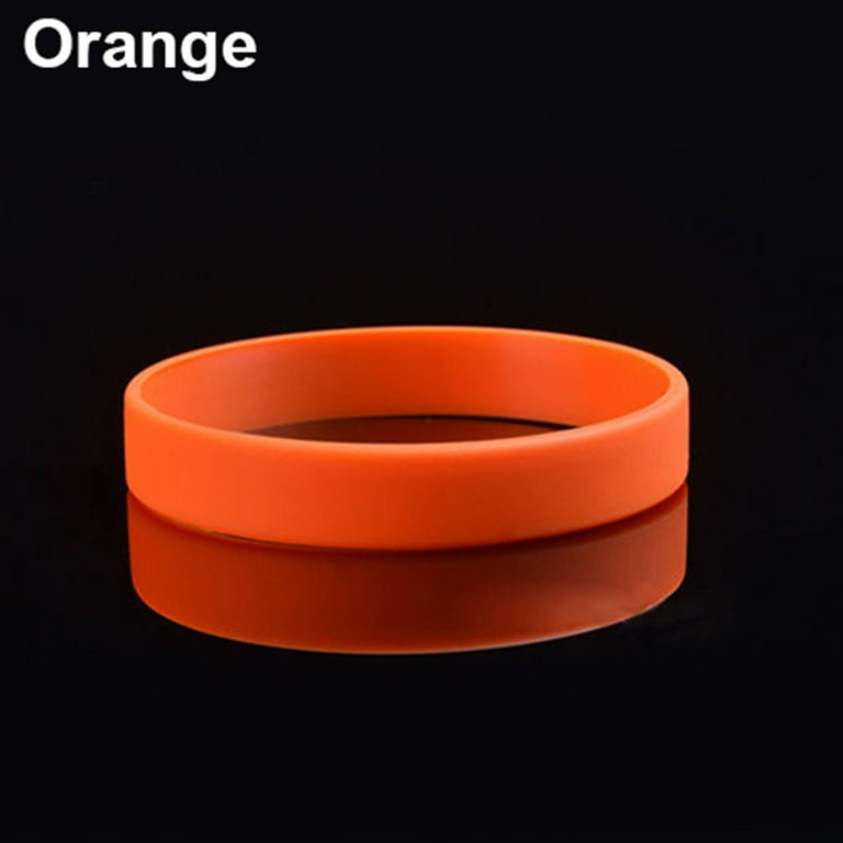 NUZYZ 2Pcs Fashion Silicone Wristbands Wrist Bands Solid Color Sports Design Bracelets Orange