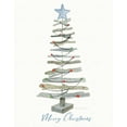 thumbnail image 2 of McKenna, Kathleen Parr 20x24 Black Ornate Wood Framed with Double Matting Museum Art Print Titled - Coastal Holiday Tree III Red Merry Christmas, 2 of 4