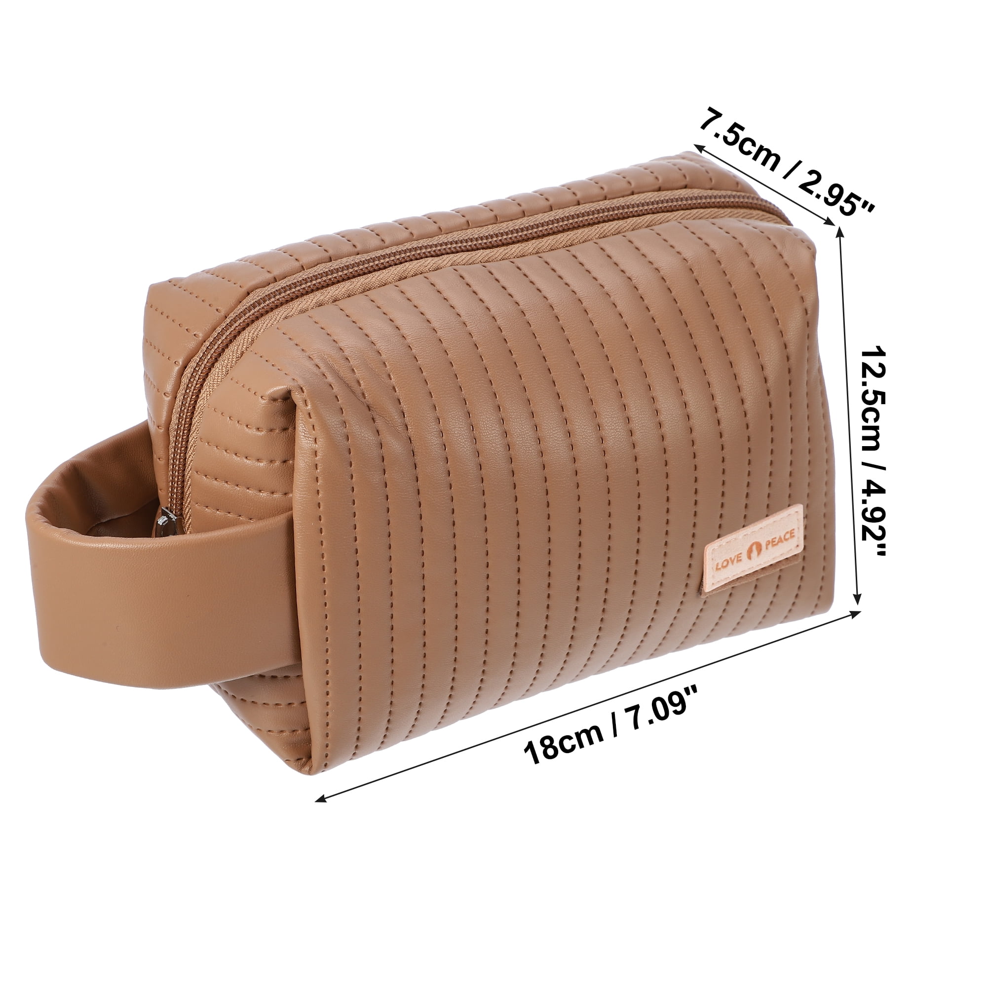 Unique Bargains Floral Makeup Bag Zipper Flower Cosmetic Pouch Brown