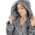 thumbnail image 6 of Cqxid525 Women's Lightweight Robe Women Winter Coat Jacket Plush Shawl Fluffy Bathrobe Home Clothes Long Sleeved Robe Hooded Soft Coat Soft Lightweight Gray 1PC, 6 of 8