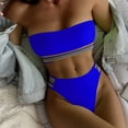 thumbnail image 2 of Sngxgn Women Swimsuit Bikini Set High Waisted Drawstring Two Piece Bathing Suit(Blue,M), 2 of 5