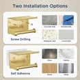 thumbnail image 4 of TVOFEK Toilet Paper Holder with Shelf Stainless Steel, Adhesive or Screw Toilet Paper Roll Holder Wall Mounted Fits Mega Rolls, Brushed Gold, 4 of 13