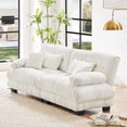 thumbnail image 2 of Cloud Couch 2 Seater Sofa for Living Room, Chenille 2-Seat Sofa with 2 Lumbar Pillows and 2 Throw Pillows, Modular Soft Sectional, White, 2 of 9