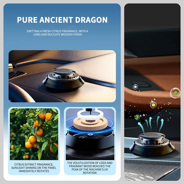 2PC Solar Car Aromatherapy Diffuser with Light Rotation, Lasting Aroma Interior Decoration for Vehicle, Portable Gift with Natural Fragrance for Home or Office Use