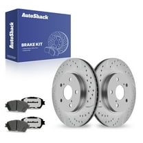 AutoShack 11.65" (296 mm) Front Vented Drilled & Slotted Brake Rotors Coated   Ceramic Brake Pads | Replacement for 2004-2010 Toyota Sienna | Silver Zinc Coated | 6-PC Brake Kit | SilverShield Pro