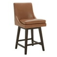 thumbnail image 2 of CHITA 26 inch Upholstered Swivel Faux Leather Counter Bar Stools with Back & Wood Legs Set of 2, Saddle Brown, 2 of 8