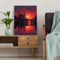 thumbnail image 5 of Gothic Burning Cathedral Canvas Art, Dark Fantasy Castle Scene, Game Room Spooky Wall Decor, 5 of 8