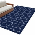 thumbnail image 2 of 2.7x5 Area Rugs, Navy Blue Non-Skid Rubber Backing Large Rectangle Rugs - Living Room Bedroom Home Office, Geometric Leaf Diamond Plaid Abstract Check Indoor Floor Mat Carpets Washable Rug, 2 of 9