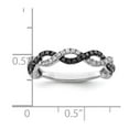 thumbnail image 5 of White Night Sterling Silver Rhodium-plated Black and White Criss Cross Diamond Ring Q-QR5435-8, 5 of 7