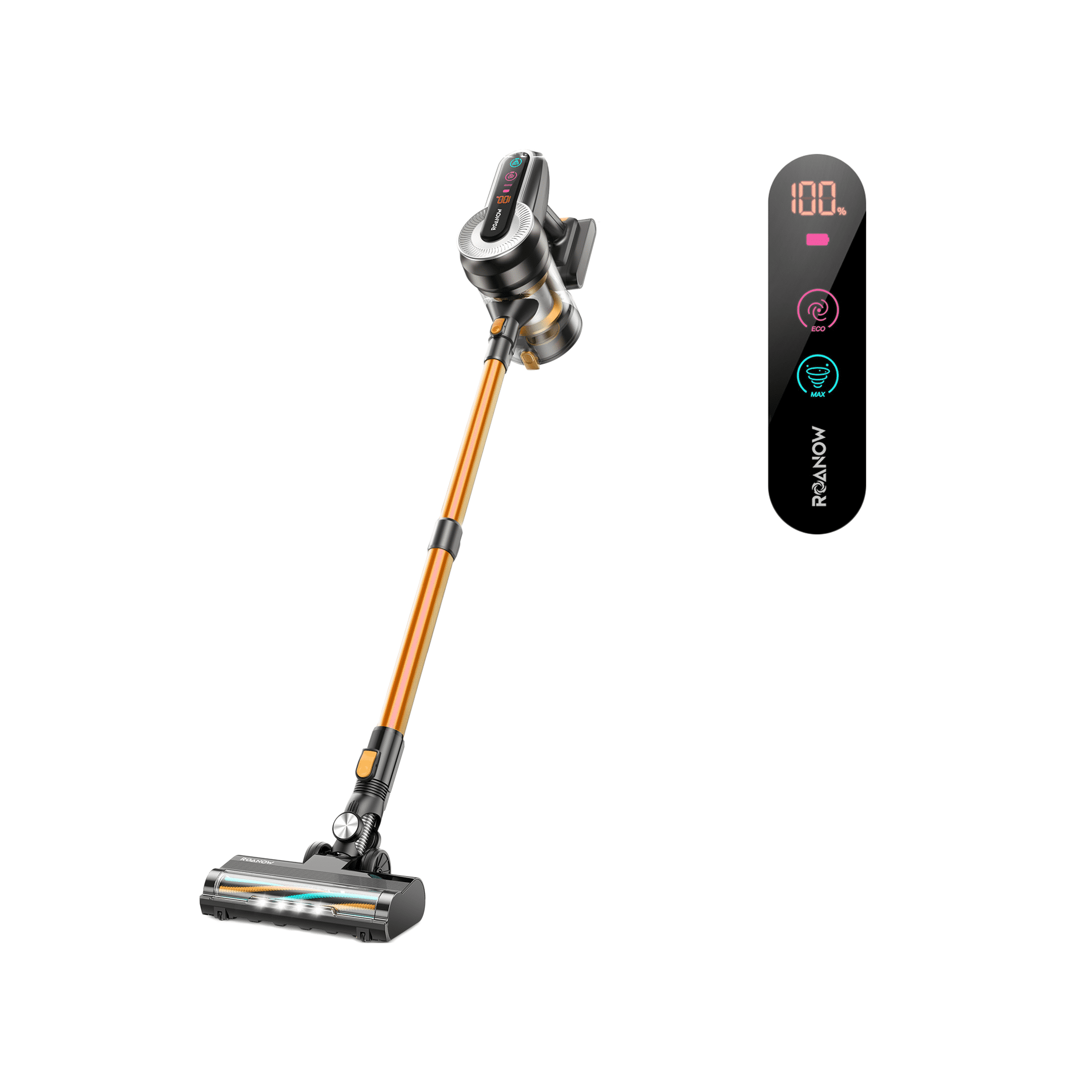 Roanow Cordless Vacuum Cleaner, 38KPA/450W/55Mins Rechargeable Stick Vacuum for Home Hardwood Floor Carpet Pet