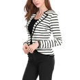 thumbnail image 3 of Chaqueta tipo blazer Allegra K rayas ligeras con decoración de botones de solapa con muesca para mujer Blanco negro XS, 3 of 7