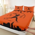 thumbnail image 3 of Homewish Teens Baseball Print Full Size Sheets, Orange Black Abstract Bed Sheets, Cartoon Sports Theme Sheet Sets, Luxury Bedroom Decor, 4pcs, 3 of 7