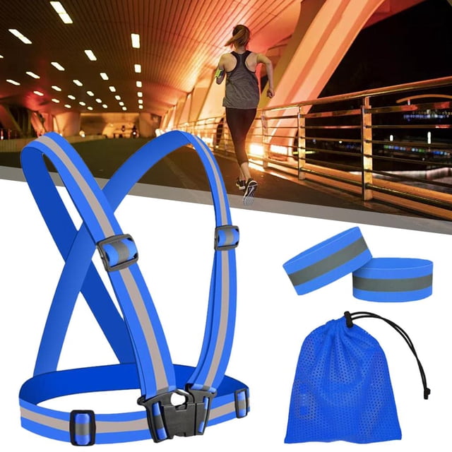 Chaleco Reflectante DYNWAVEMX USB Recargable para Correr Caminar Acampar Perros Azul