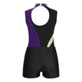 thumbnail image 6 of Alvivi Gymnastics Leotards for Girls Sleeveless Color Block Dance Bodysuit and Shorts Bottoms Purple&Black 10, 6 of 7