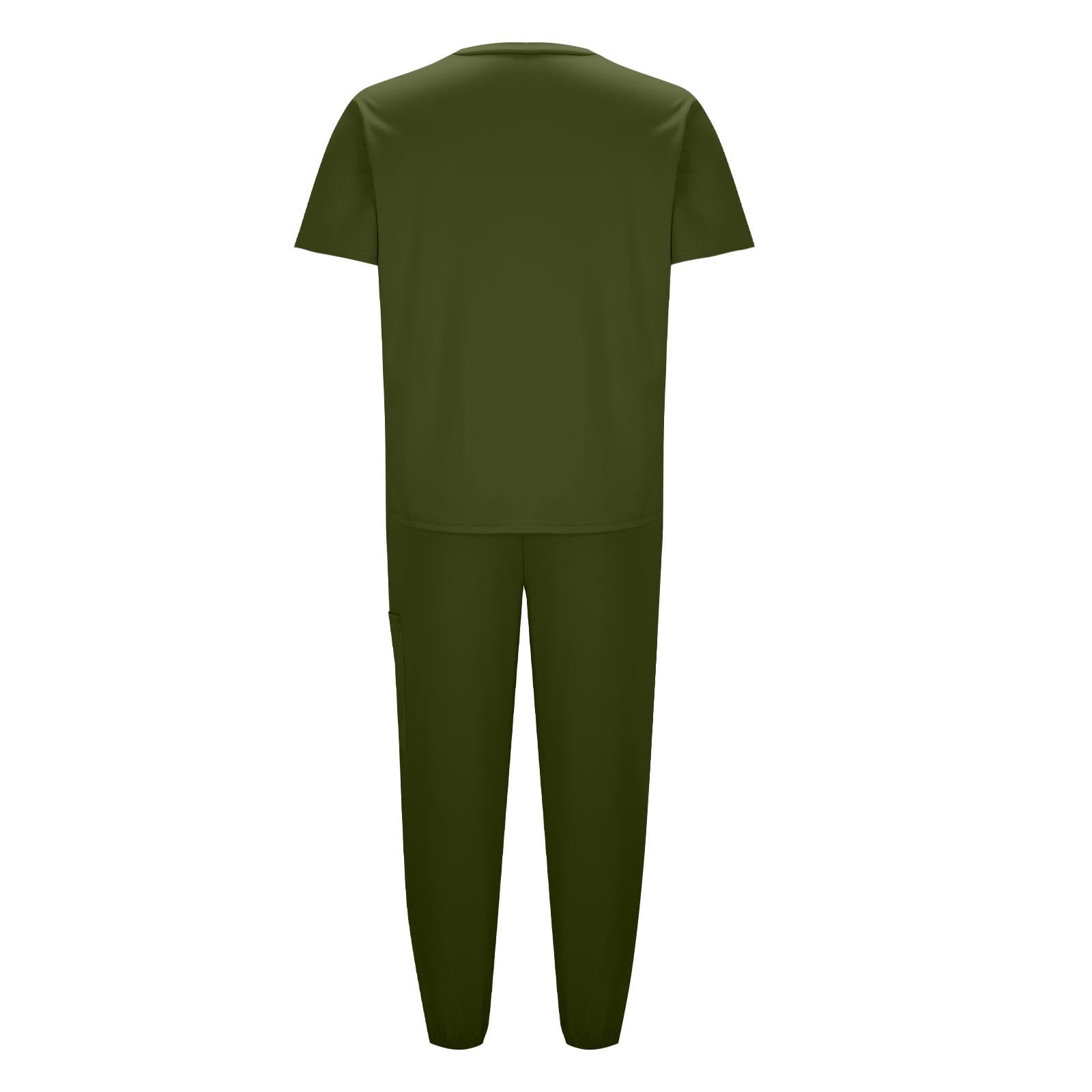 Womens Stretch V-Neck Jogger Scrubs Set Medical Nursing Tops with Pocket Pants