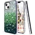 thumbnail image 4 of Compatible with iPhone 13 Bling Case Cute Glitter Diamond for Women Girls Rhinestone Sparkle Shiny Crystal Bumper Luxury Protective Cover 3D Handmade Case for iPhone 13 Green, 4 of 9