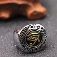 thumbnail image 4 of K-KED Mens Silver Stainless Steel Egyptian Evil Eye of Horus Ra Ring Size 7-13-10-Gold, 4 of 7