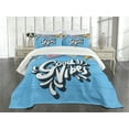 thumbnail image 3 of Ambesonne Chill Quilted Bedspread Set 3 Pcs, Summer Beach Holiday, King Size, Blue Marigold Pink, 3 of 5