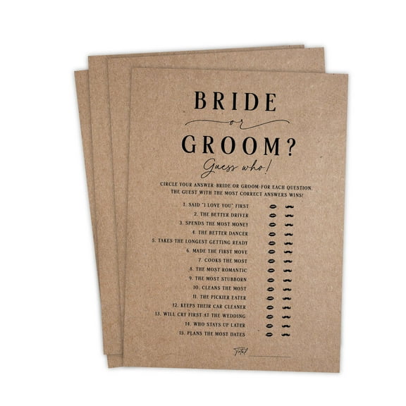 He Said She Said Trivia Wedding Shower Game Kraft Fun