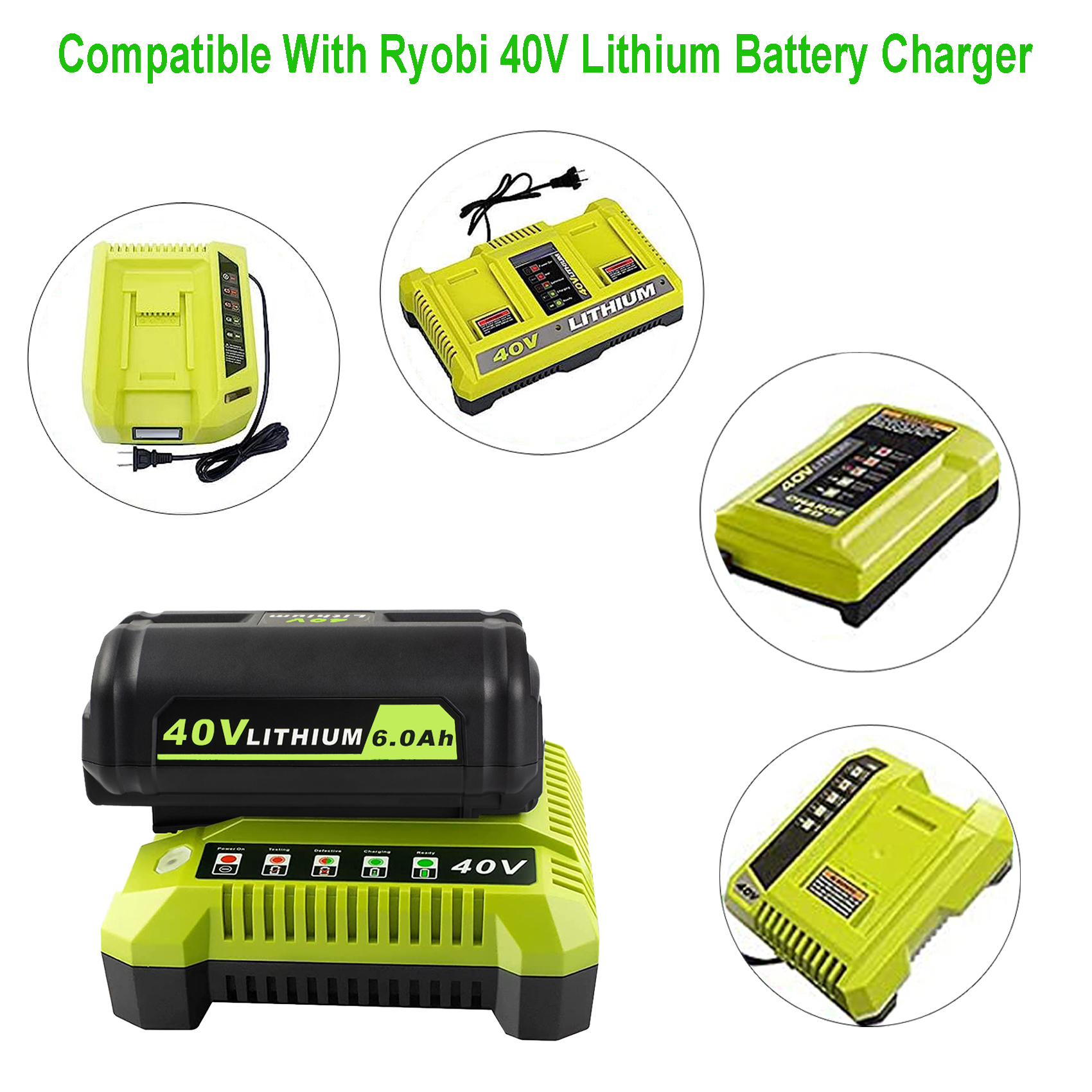 40V 6.0Ah  Battery  Replacement for Ryobi OP4050 40V Battery