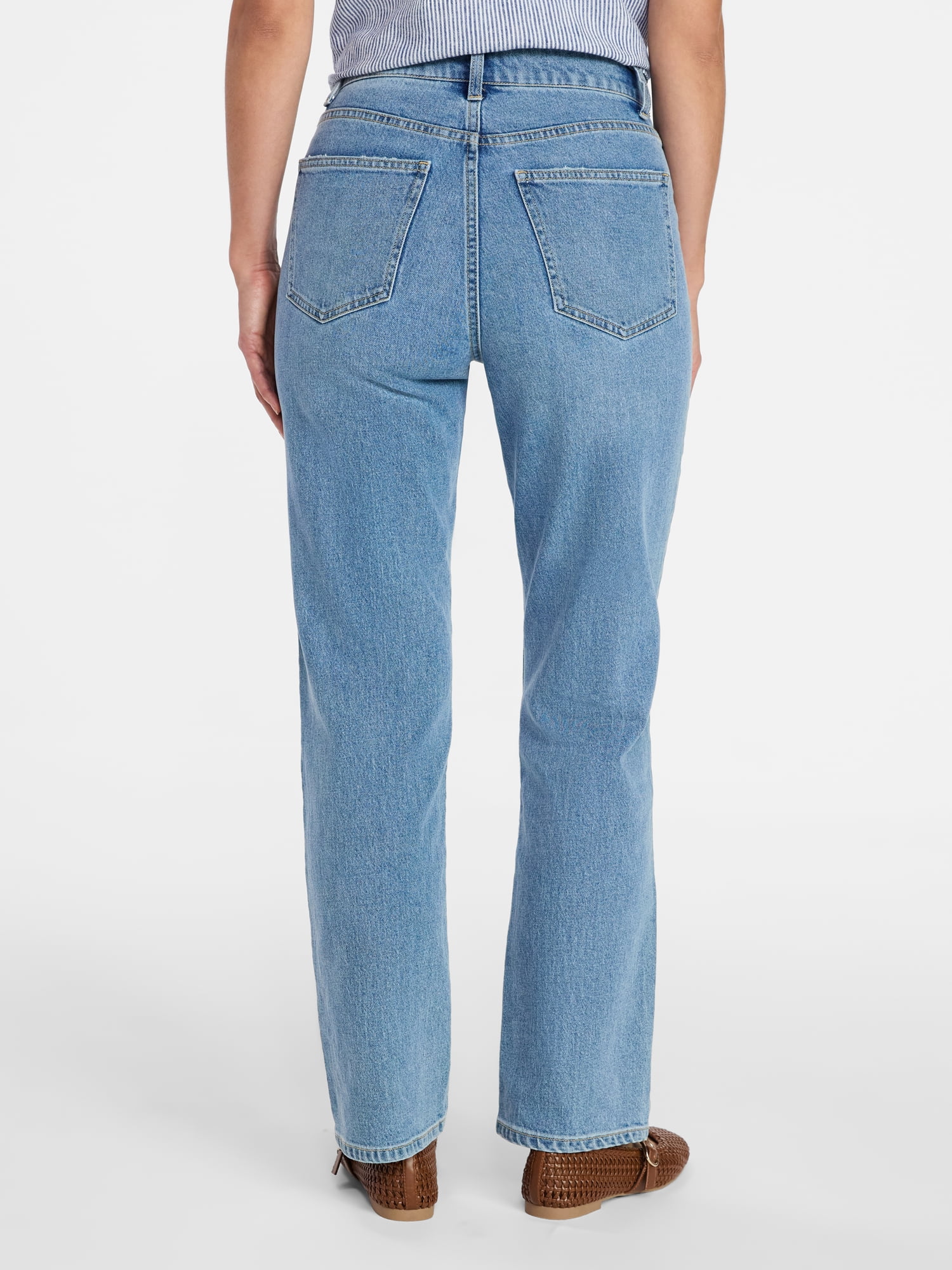 Time and Tru Women's High Rise Straight Leg Jeans, 30" Inseam Regular, Sizes 0-20, 10S-16S