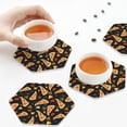 thumbnail image 4 of Leather Coasters with Heat-resistant for Drinks, Cute Pizza Cheese Pepper -标题2 Hexagon, 4 of 5
