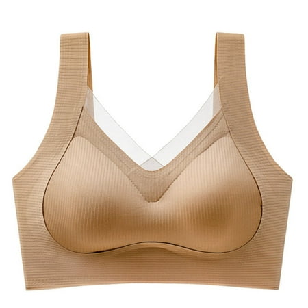 WCJM Womens Everyday Bras Comfortable Wireless Bralettes V Neck Bra Smooth Brassiere Basic Bras Comfortable Bras