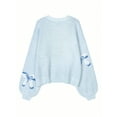 thumbnail image 4 of Womens Oversized Cute Bow- Tie Sweater Spring Cozy Chunky Ribbed Knit Crewneck Long Sleeve Pullover Tops Light Blue S, 4 of 8