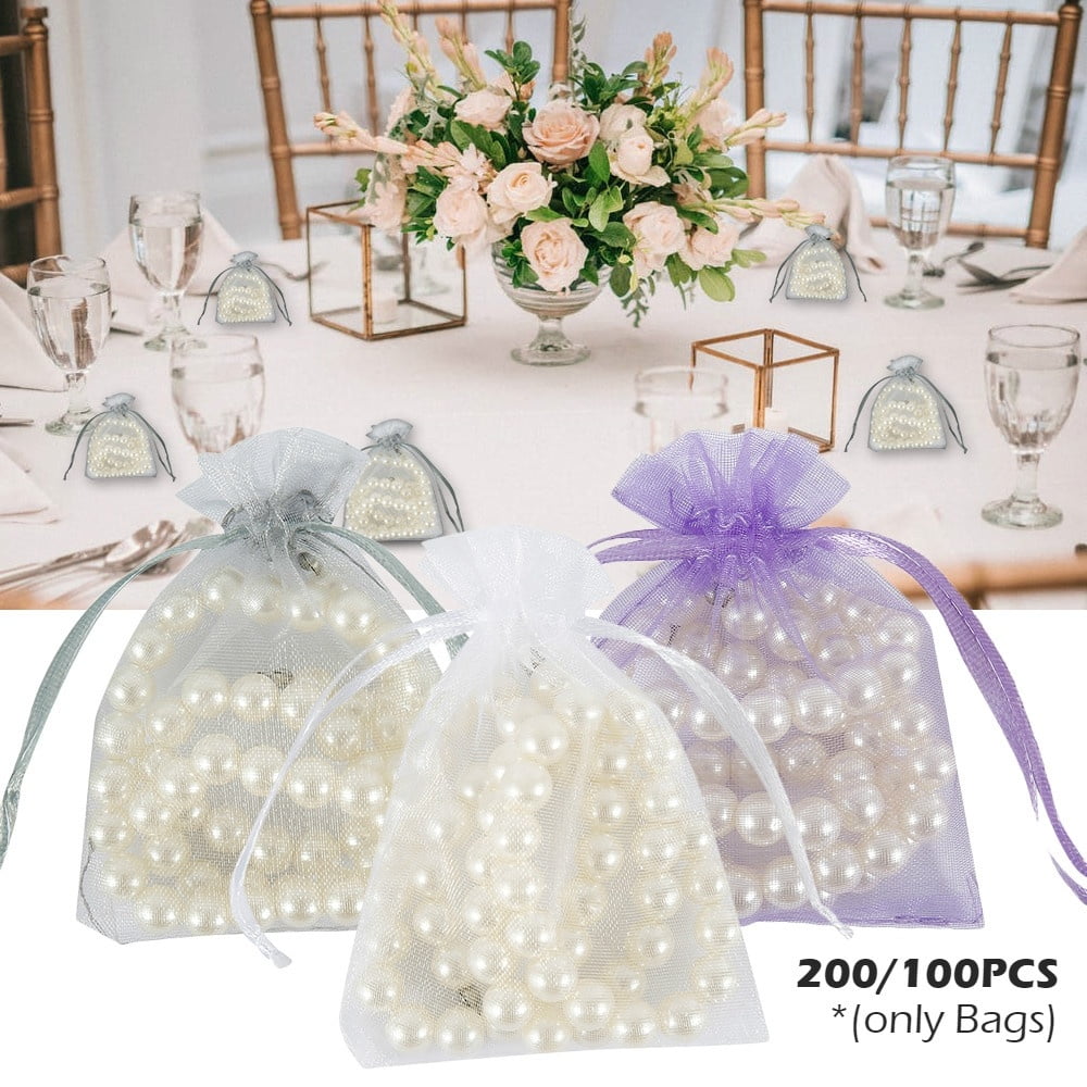 100 Organza Bags Jewellery Pouch Wedding Favour Party Mesh Drawstring Gift Cake 