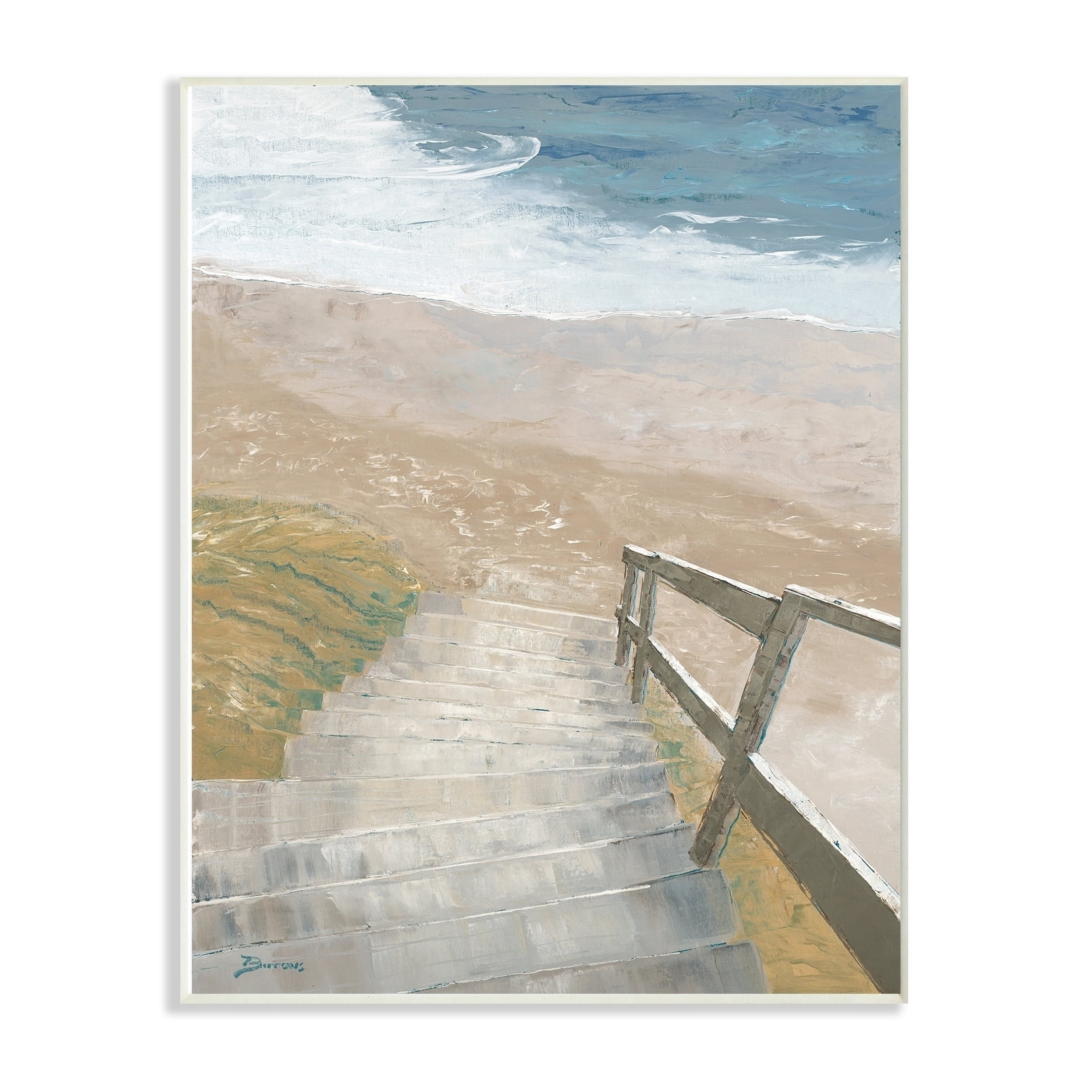 The Stupell Home Decor Stairs to the Shore Perspective Painting Wall Plaque Art
