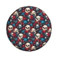 thumbnail image 4 of Spare Tire Cover, Skull Red Flower Blue Wheel Cover Tire Covers For Trailers Car Truck Camper Universal Tire Covering Fits Diameter14"-17", 4 of 4