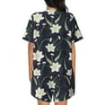 thumbnail image 3 of Naloa Lilies Flowers Women's Short-Sleeved Pajama Set, Loungewear, Summer pajamas, Breathable Cozy - X-Large, 3 of 9