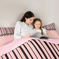 thumbnail image 4 of Castle Fairy Retro Lace Trim Stripe Full Size Comforter Sets 3-Piece,Minimalism Heart Grid Bedding Comforter Set,Pink Black,Reversible,1 Comforter and 2 Pillowcases, 4 of 6