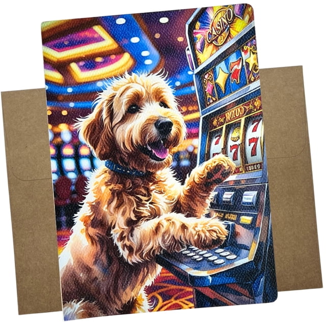 Tarjeta de Felicitación Whitman and Daughter Goldendoodle Casino