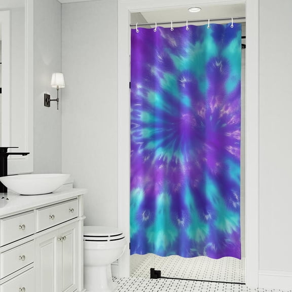 Purple Blue Tie Dye Pattern Shower Curtain 36"x72" ,Bathroom Decorative Shower Curtains Set with 12 Hooks,Modern Waterproof Washable Shower Curtain