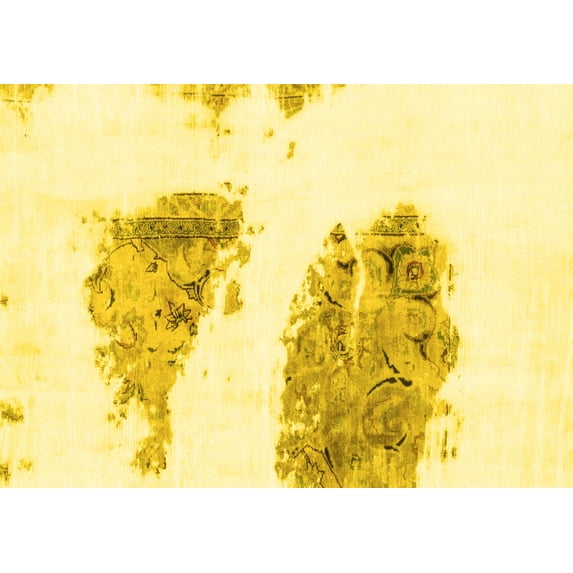 Ahgly Company Machine Washable Indoor Rectangle Abstract Yellow Modern Area Rugs, 3' x 5'