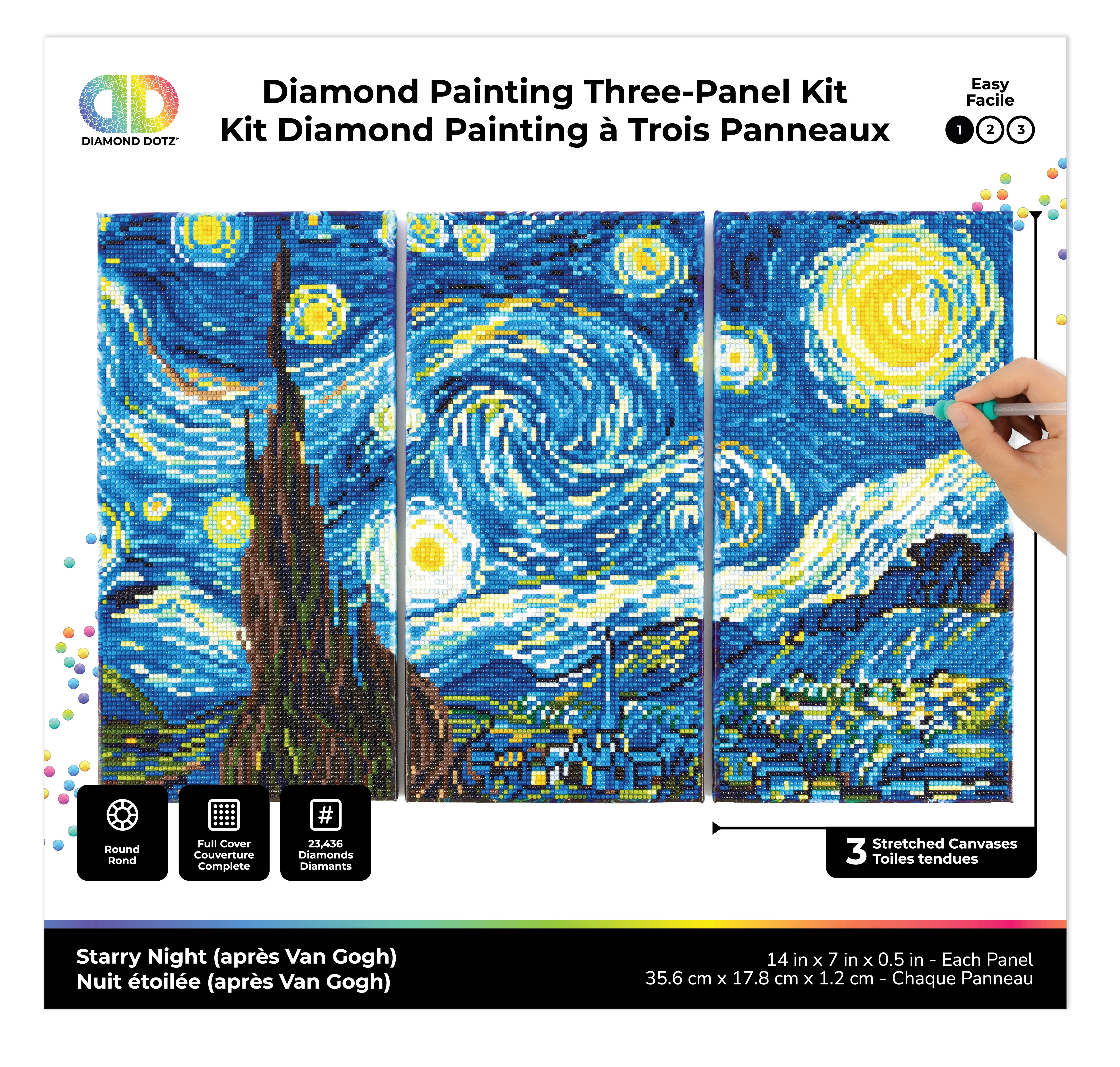 DIAMOND DOTZ® Starry Night (Après Van Gogh) Triptych Diamond Painting Kit