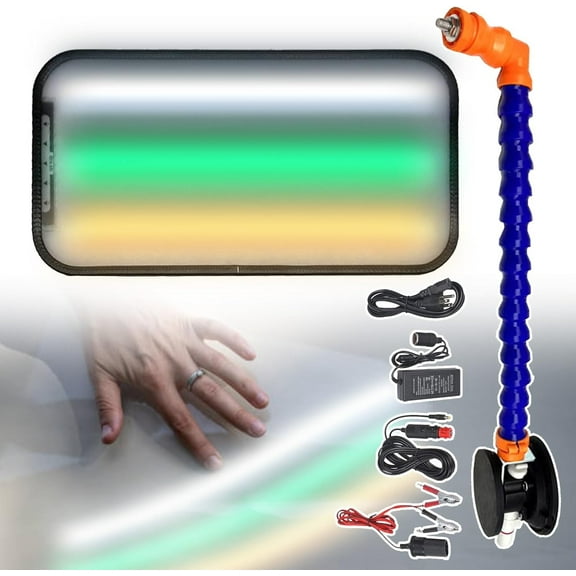 Paintless Dent Removal Reflector Lamp,Dent detection removal kit with 40cm Dual-purpose stand(Magnetic/Suction Cup Stand)&40x20cm LED Stripe Line Board,Automobile Body Dent Testing Light