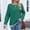 Green, variant on Women's Crew Neck Long Sleeve Strip Catching Wool Lantern Sleeve Button Decorative