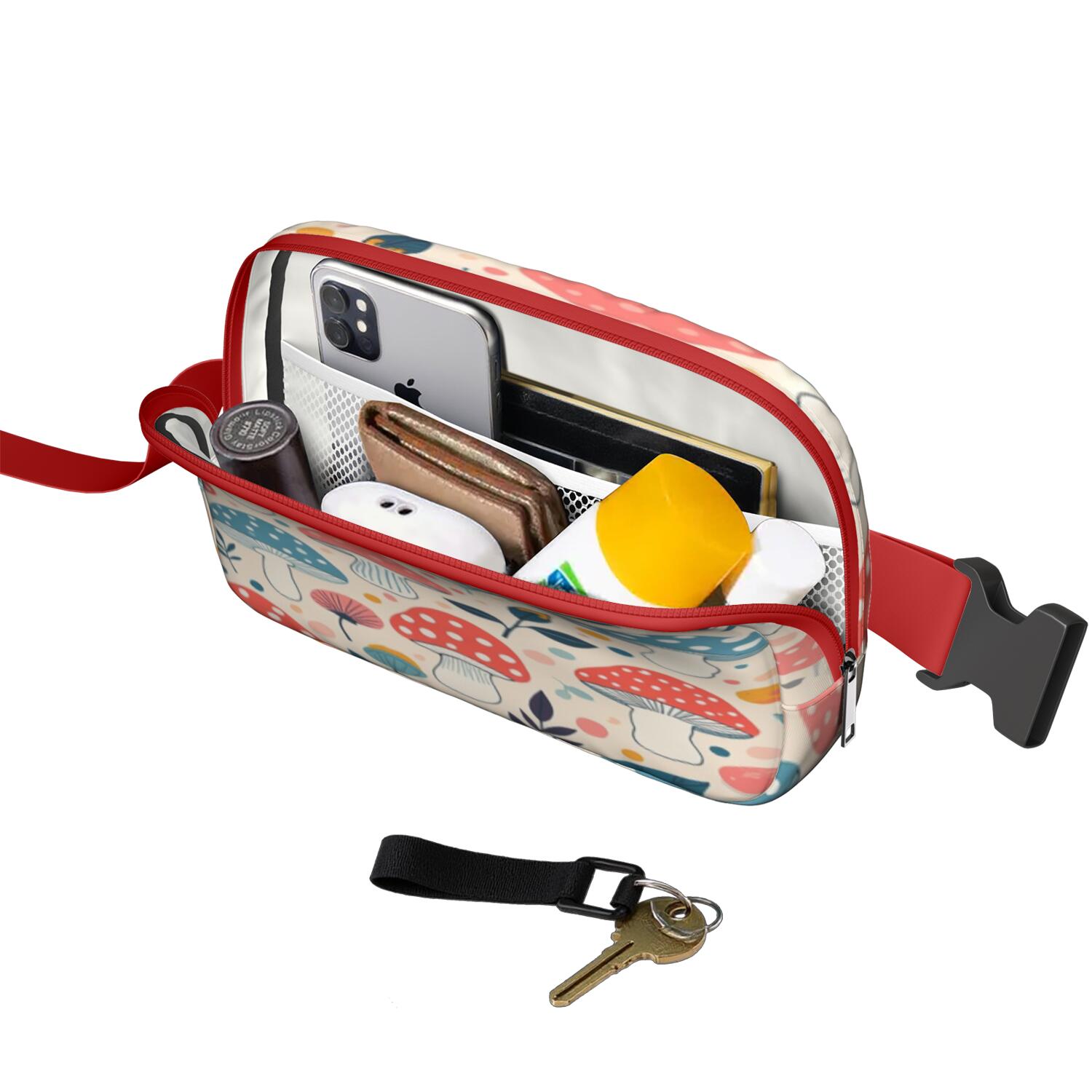 Crossbody Fanny Pack for Sports Enthusiasts Commuters Waist Bag & Hip Bum Bag with Adjustable Strap for Casual Running Hiking Cycling Mushroom Sporty Waist Pack