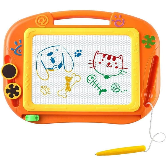 - Magnetic Magna Doodle Rittavla for Children - a Colourful Skissutplånbar Tablet Utbildningsskrivplatta 4 Magnetformer - Gift for Girls, Orange02