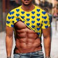 thumbnail image 2 of Penkiiy Valentine's Day Heart Print Muscle Tee Shirts for Men Funny T-Shirt with Abdominal Muscle 3D Printed Graphics XL Khaki, 2 of 5