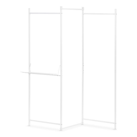 IRIS USA Clothes Rack, Collapsible Clothing Rack, Foldable Clothes Drying Rack, Garment Rack with Shelf, Clothing Rack with 3 Panels, White