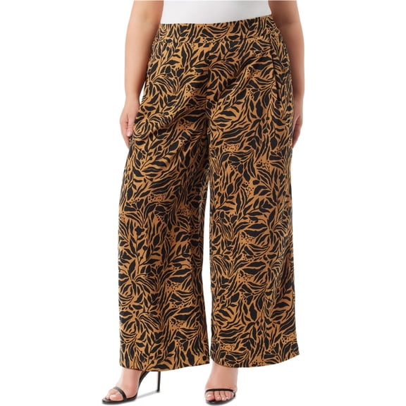 Jessica Simpson Womens Printed Casual Wide Leg Pants, Multicoloured, Plus Size, 3X