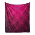 thumbnail image 1 of Magenta Soft Flannel Fleece Throw Blanket, Disc Shaped Fluid Dynamics with Circular Spherical Forms Whirls Rings Print Image, Cozy Plush for Indoor and Outdoor Use, 60" x 80", Magenta, by Ambesonne, 1 of 6