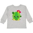 thumbnail image 3 of Inktastic Little Cactus, Cactus With Flowers, Smiling Cactus Girls Long Sleeve Toddler T-Shirt, 3 of 5