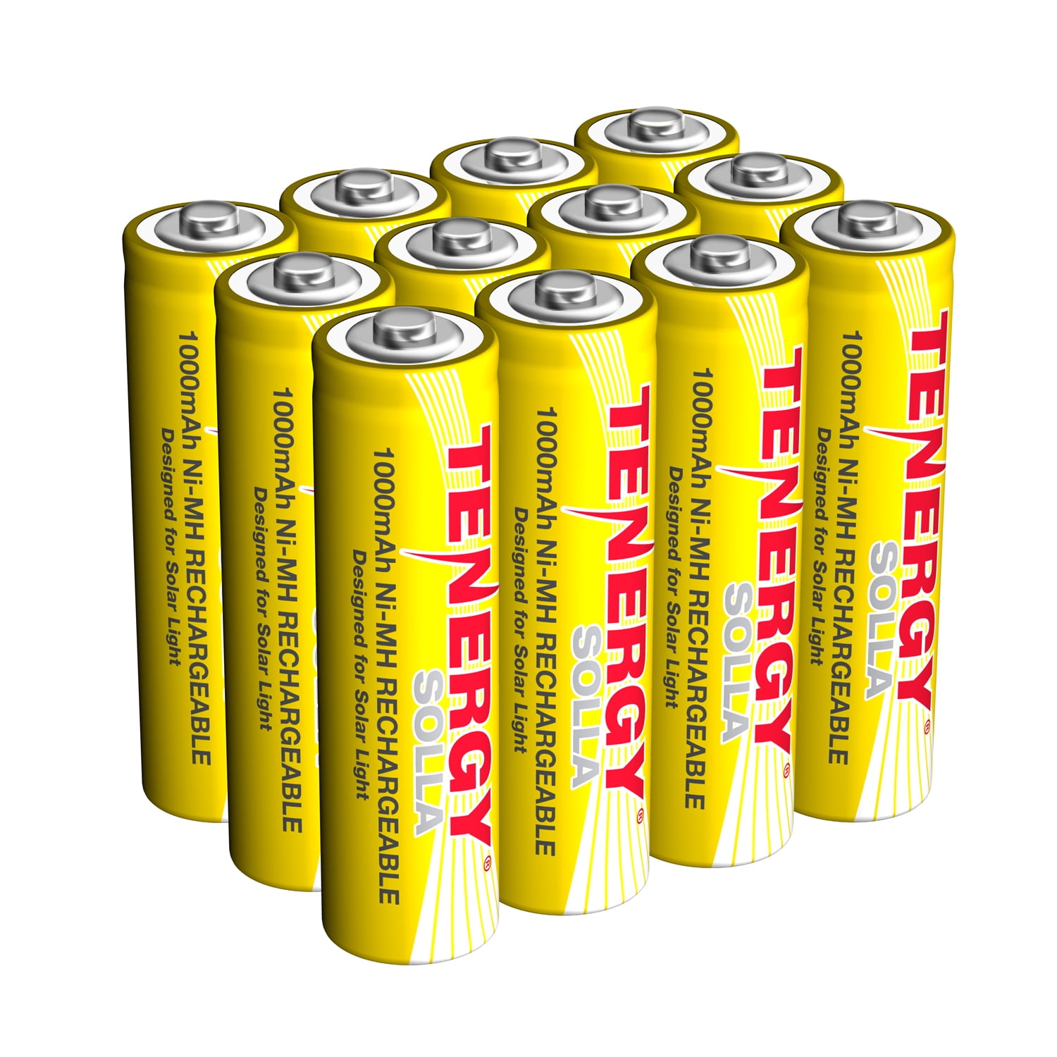 Tenergy Solla Rechargeable NiMH AA Battery, 1000mAh Solar Batteries for